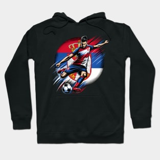 Dynamic Serbia Soccer Star in Action - Vector Design Hoodie